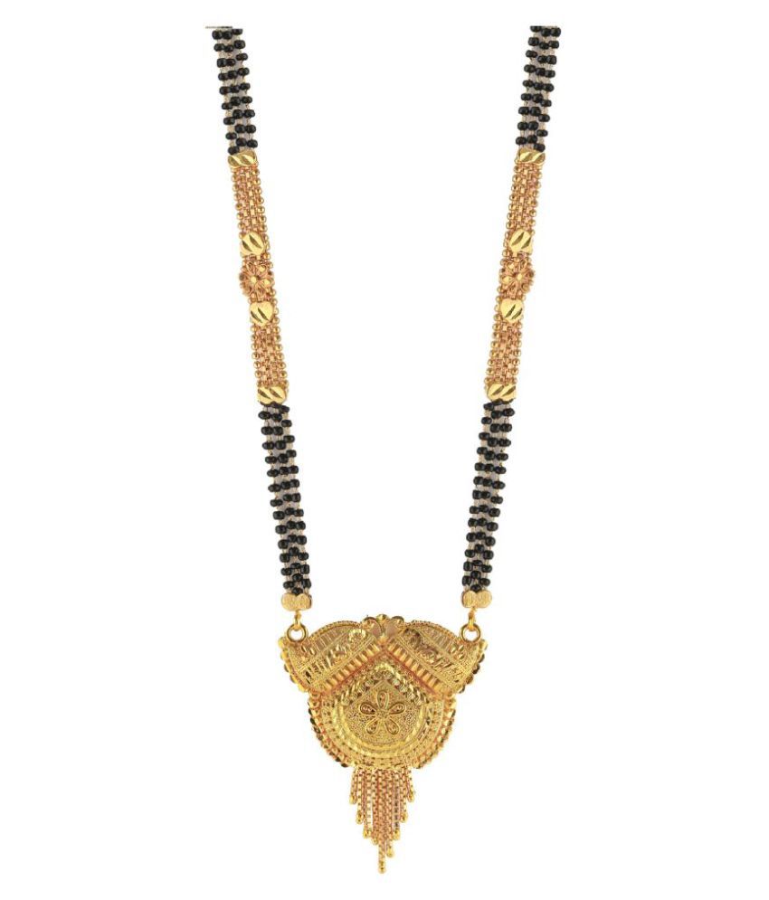     			MGSV  Jewellery Traditional One Gram Gold Glorious Hand Meena 30 inch Long Mangalsutra/Tanmaniya/nallapusalu/Black Beads Mangalsutr For Women Gold long chain