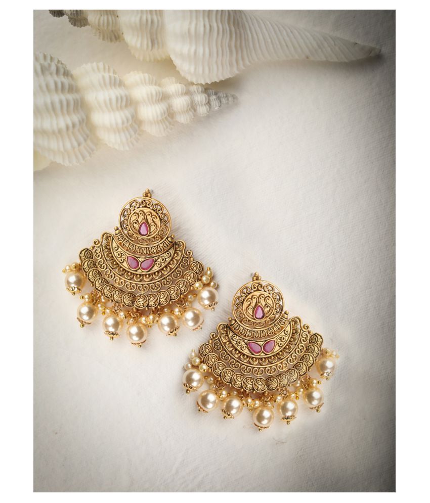     			Priyaasi Pearls Beads Gold Plated Chandbali Earring