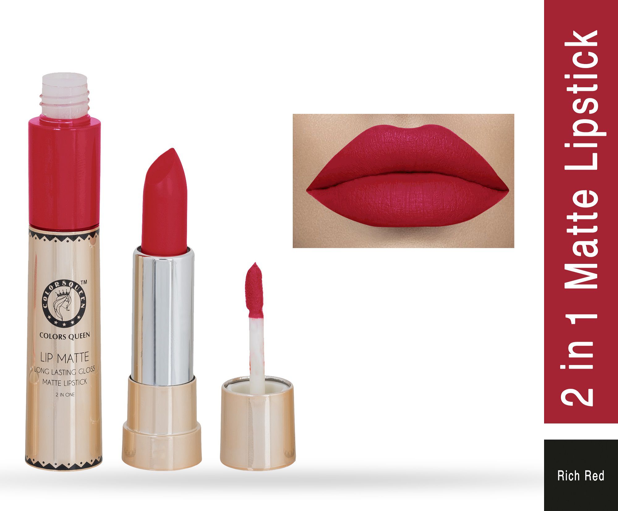     			Colors Queen 2 in 1 Lipstick Rich Red Shade - 39 | SPF 15 8 g