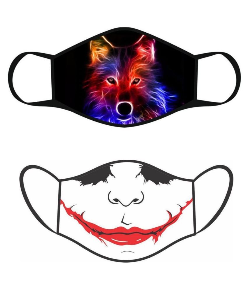 Fox with Joker Smile Digital Print Cotton Knitted Soft Cloth Face Mask...