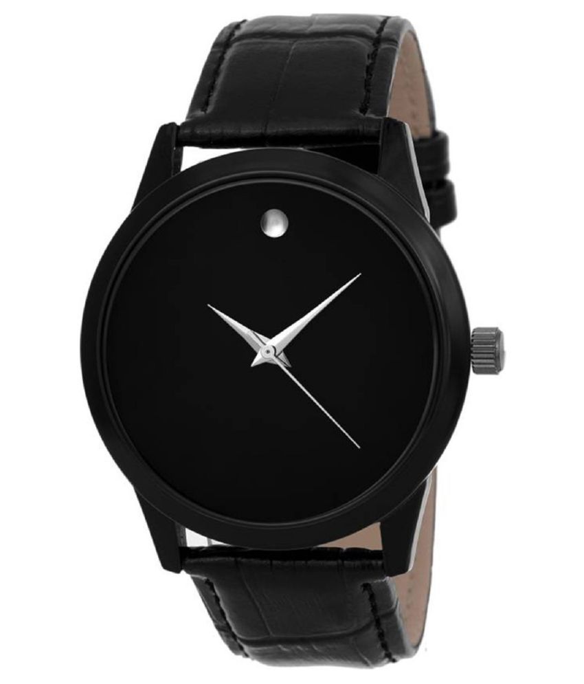    			EMPERO - Black Leather Analog Men's Watch