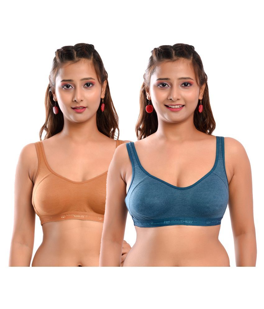     			Elina Pack of 2 Cotton Non Padded Women's Racerback bra ( Multi Color )