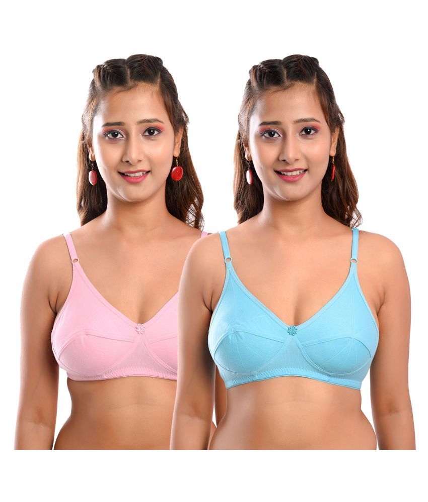     			Elina Pack of 2 Cotton Non Padded Women's T-Shirt Bra ( Multi Color )