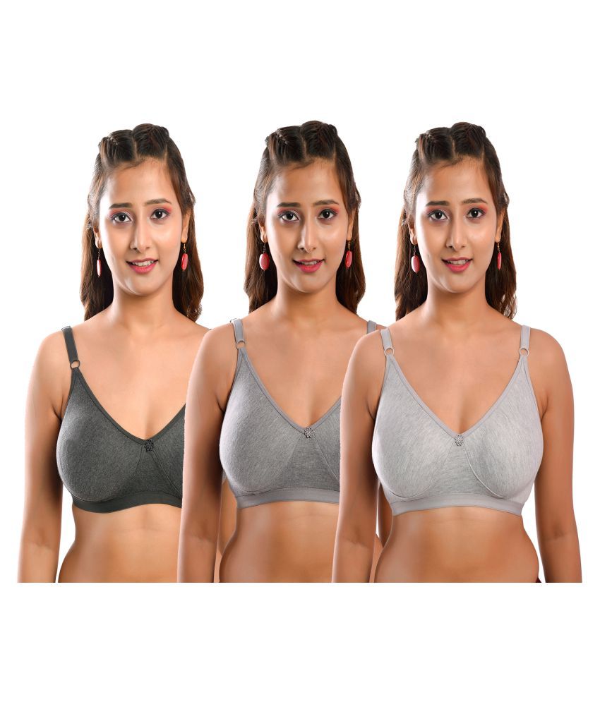     			Elina Pack of 3 Cotton Non Padded Women's T-Shirt Bra ( Multi Color )