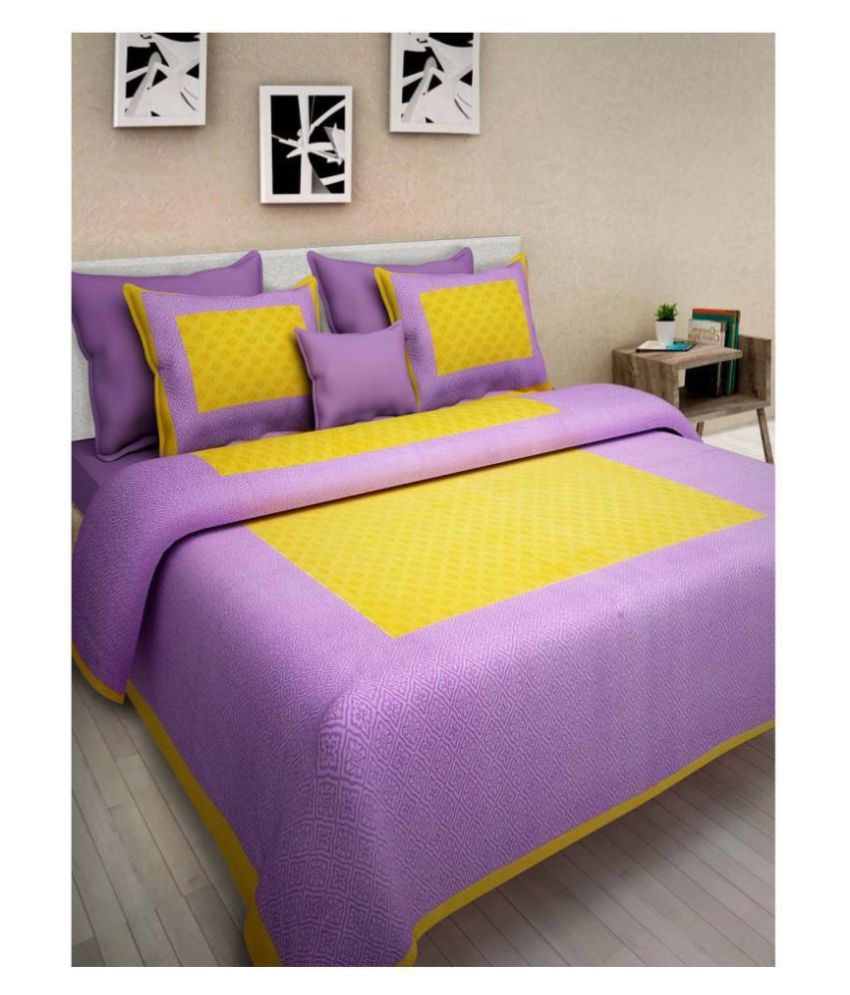     			Uniqchoice Cotton Double Bedsheet with 2 Pillow Covers ( 240 cm x 215 cm )