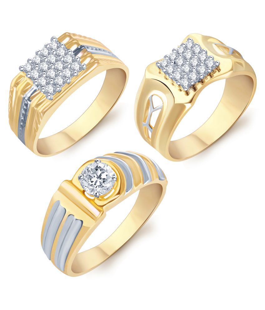     			Sukkhi Astonish Gold Plated Cz Set Of 3 Gents Ring Combo For Women