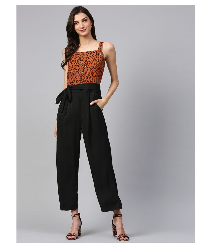     			Zima Leto Brown Polyester Jumpsuit - Single