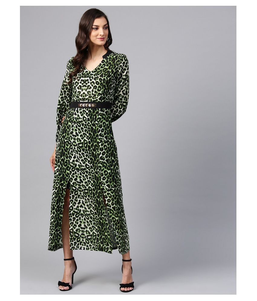     			Zima Leto Polyester Green Regular Dress - Single