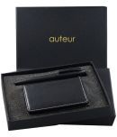 auteur Gift Set,A Ball Pen, A Premium RFID Safe Card Wallet, In Black Color Metal Pen & PU Leather Body ATM/Debit/Credit/Visiting Card Holder, Excellent Corporate Gift Set Packed in an Attractive Box.