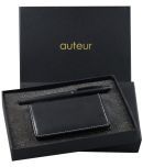 auteur Gift Set,A Roller Ball Pen, A Premium RFID Safe Card Wallet, In Black Color Metal Pen & PU Leather Body ATM/Debit/Credit/Visiting Card Holder, Excellent Corporate Gift Set Packed in an Attractive Box.