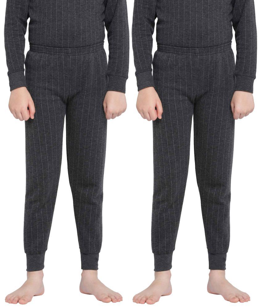     			Dixcy Scott Full Length Plain/Solid Charcoal Melange Thermal Lower/Trouser/Bottom/Pants for Boys/Girls/Kids - Pack of 2