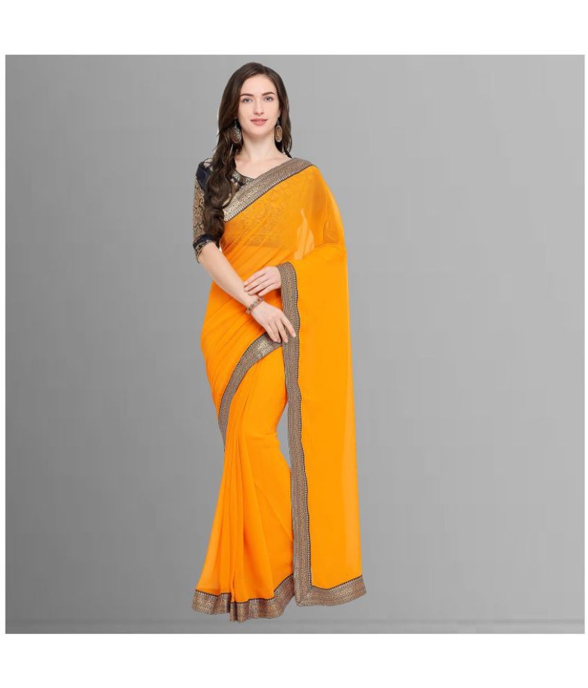     			ANAND SAREES - Yellow Chiffon Saree With Blouse Piece (Pack of 1)