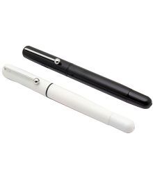 Srpc Jinhao Student Opaque White &amp; Black Fountain Pens Fine Nib Converter With Steel Ball Clip Pen Gift Set