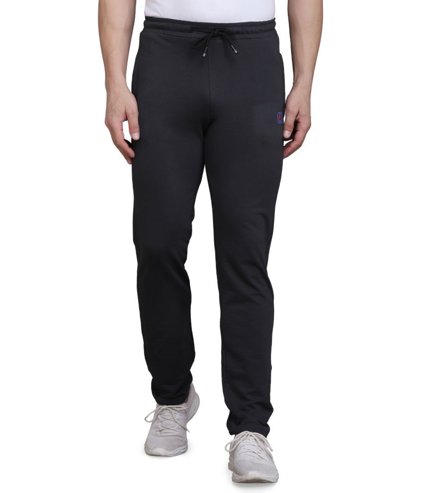     			PRAUME Blue Cotton Blend Solid Trackpants Single