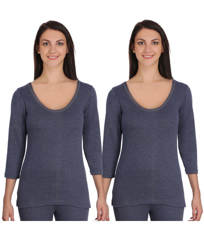     			Selfcare Cotton Blend Topwear - Blue Pack of 2