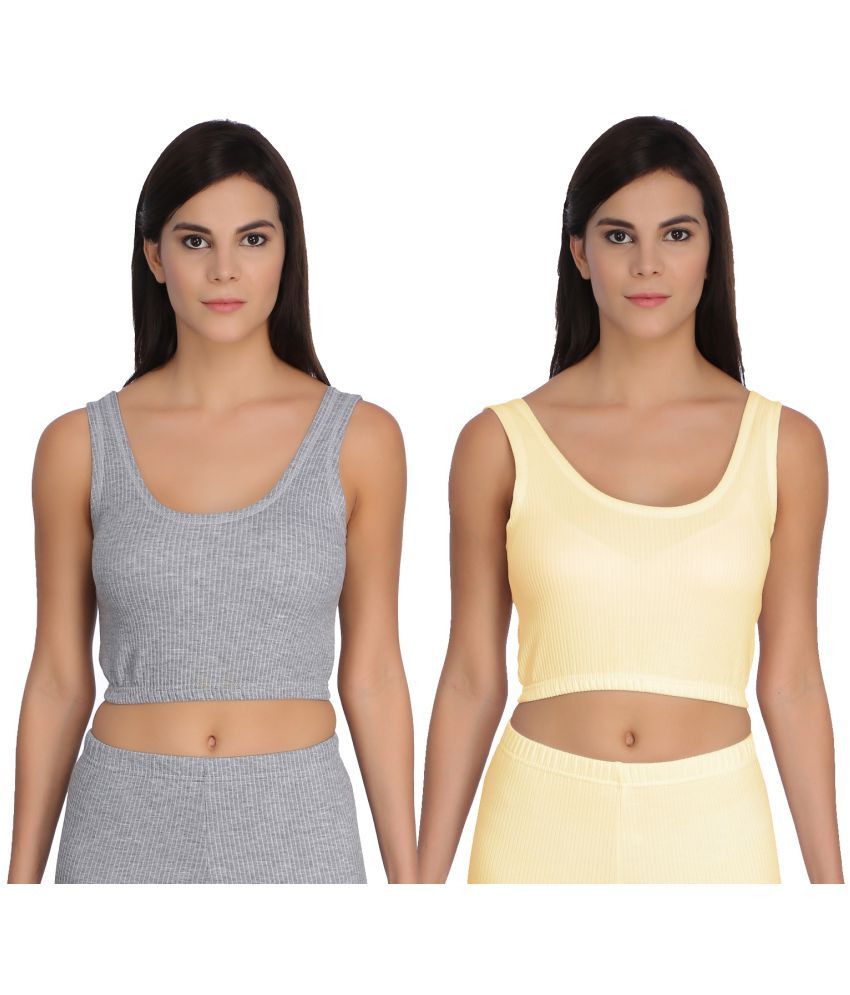     			Selfcare Cotton Blend Topwear - Grey Pack of 2