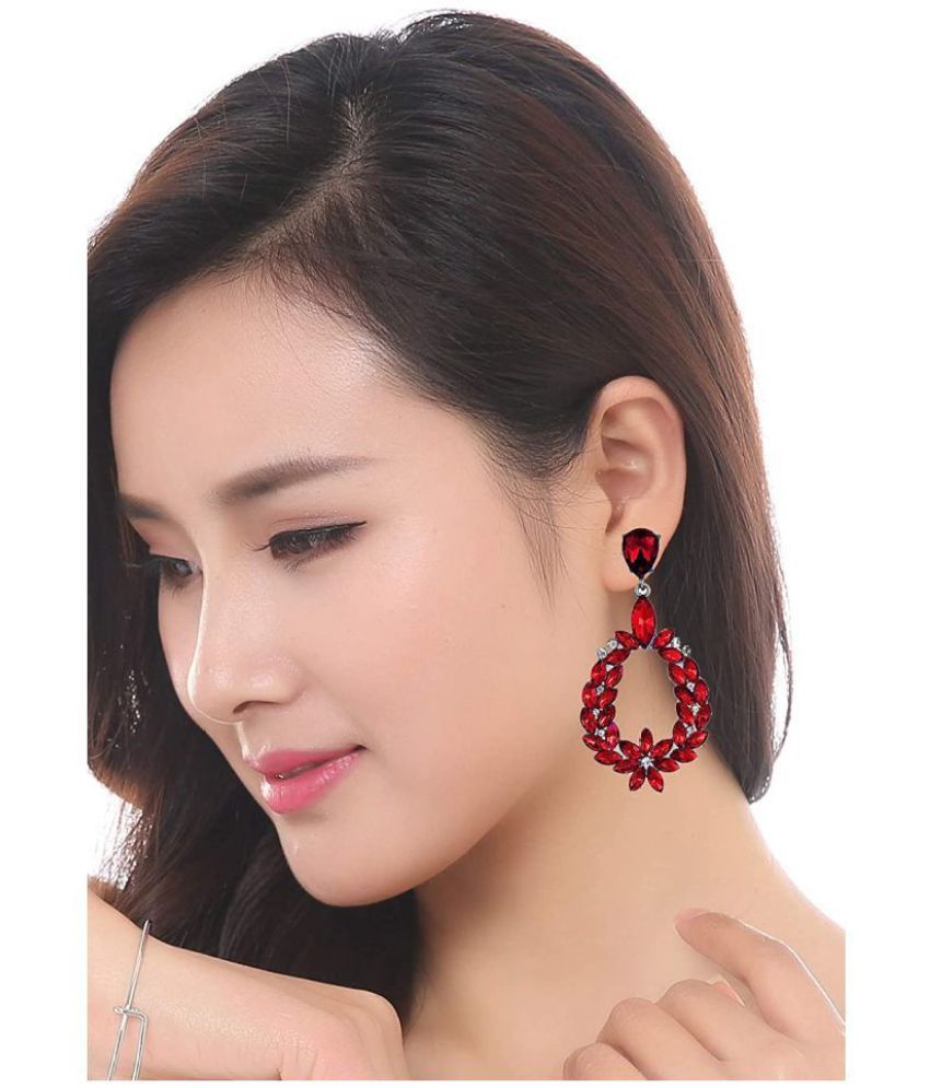     			YouBella Gold Plated Silver Plated Jewellery Valentine Collection AAA Swiss Zircon Fashion Fancy Party Wear Red Earrings for Girl's and Women's