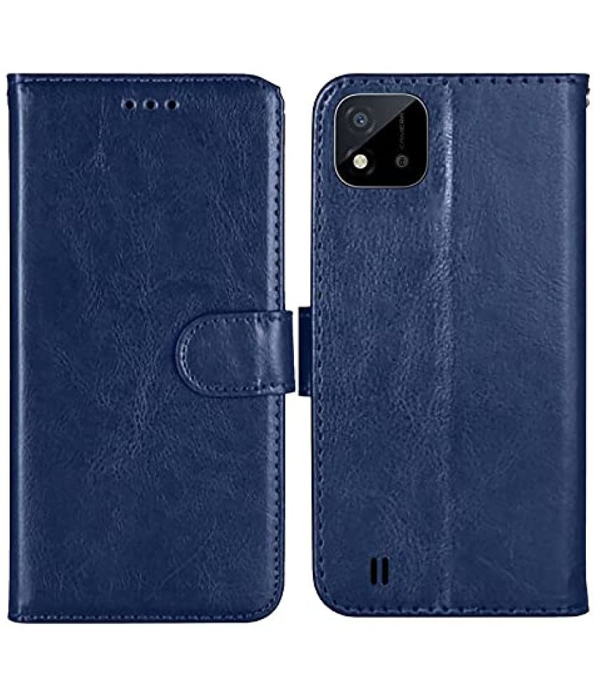     			NBOX Blue Flip Cover For Realme C20 Viewing Stand and pocket
