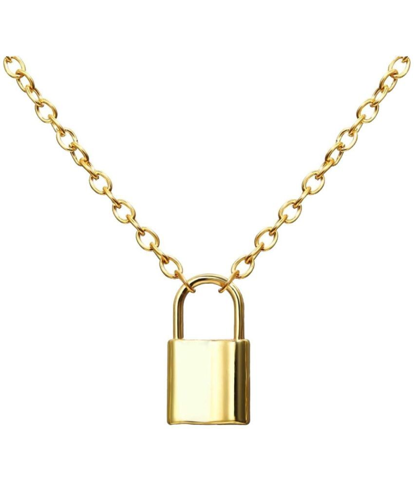     			YouBella Jewellery for women Lock Pendant Necklace for Women & Girls (Gold)