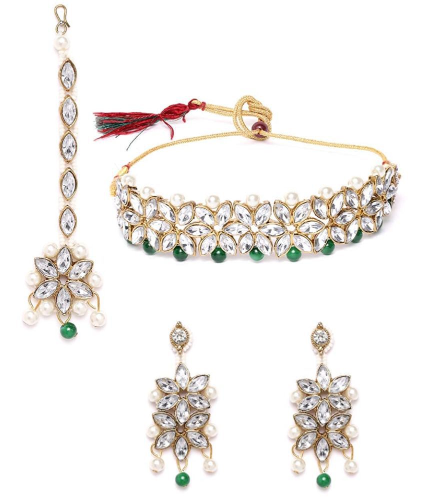     			YouBella Jewellery Sets for Women Gold Plated Wedding Bridal Necklace Jewellery Set with Earrings for Girls/Women (Green)