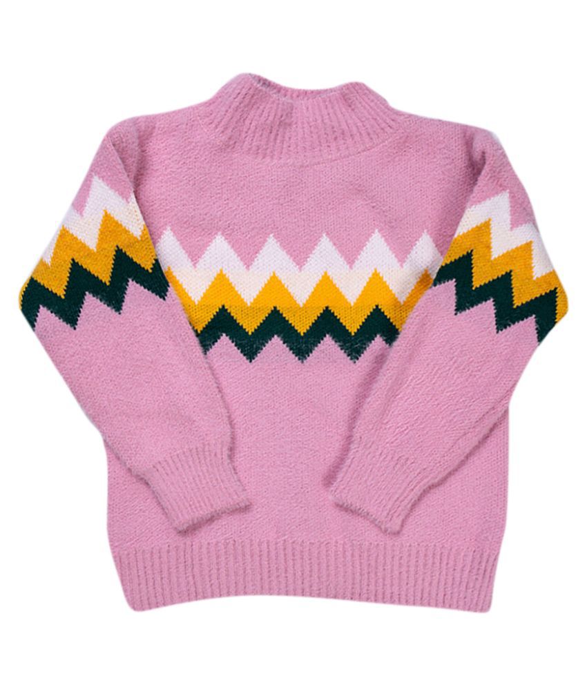 Hopscotch Girls Acrylic Fibres Long Sleeves Printed Sweaters in Pink Color For Ages 7-8 Years (HZT-3735304)