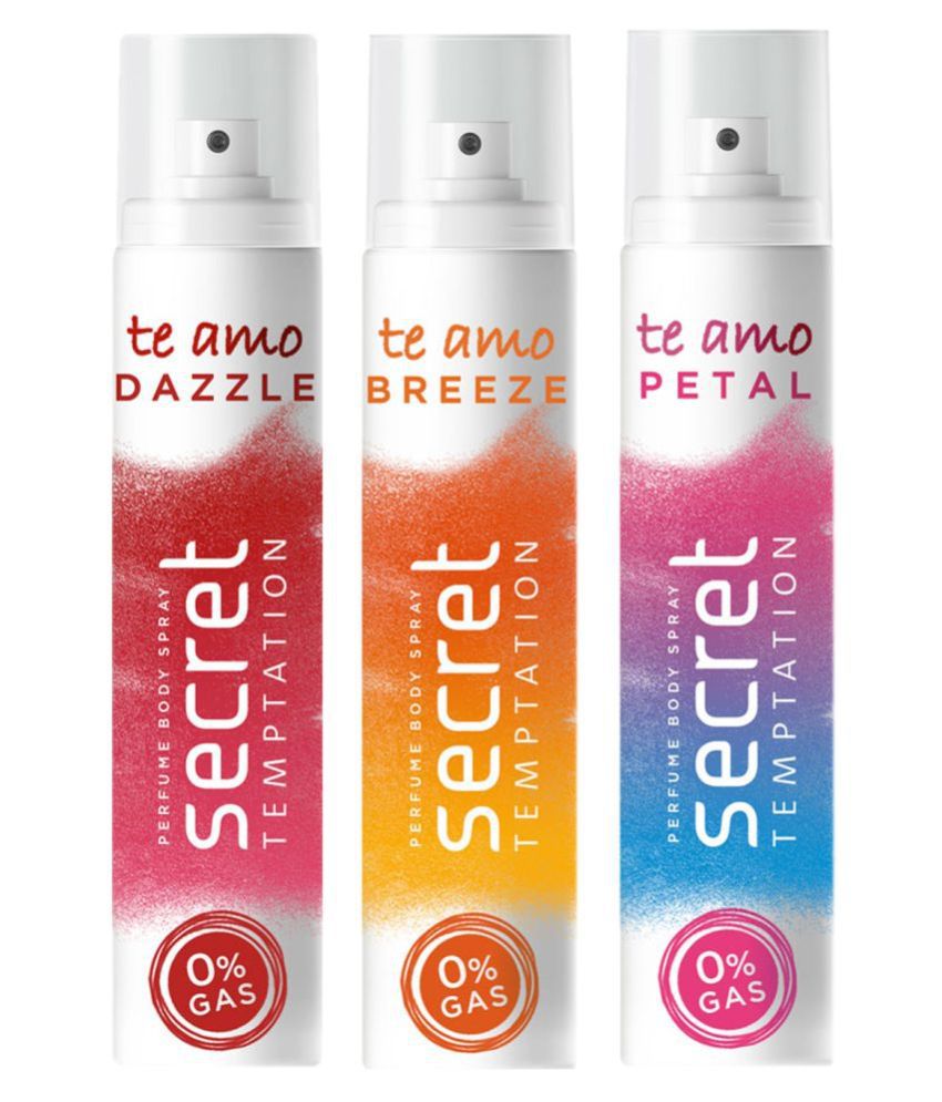     			secret temptation Te Amo Dazzle, Breeze and Petal No Gas Perfume Body Spray Perfume Body Spray - For Women (360 ml, Pack of 3)