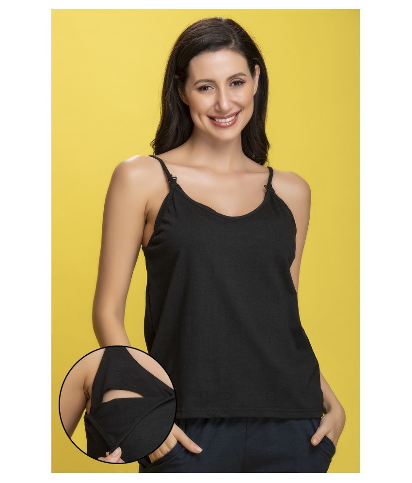     			Clovia Cotton Camisoles - Black Single