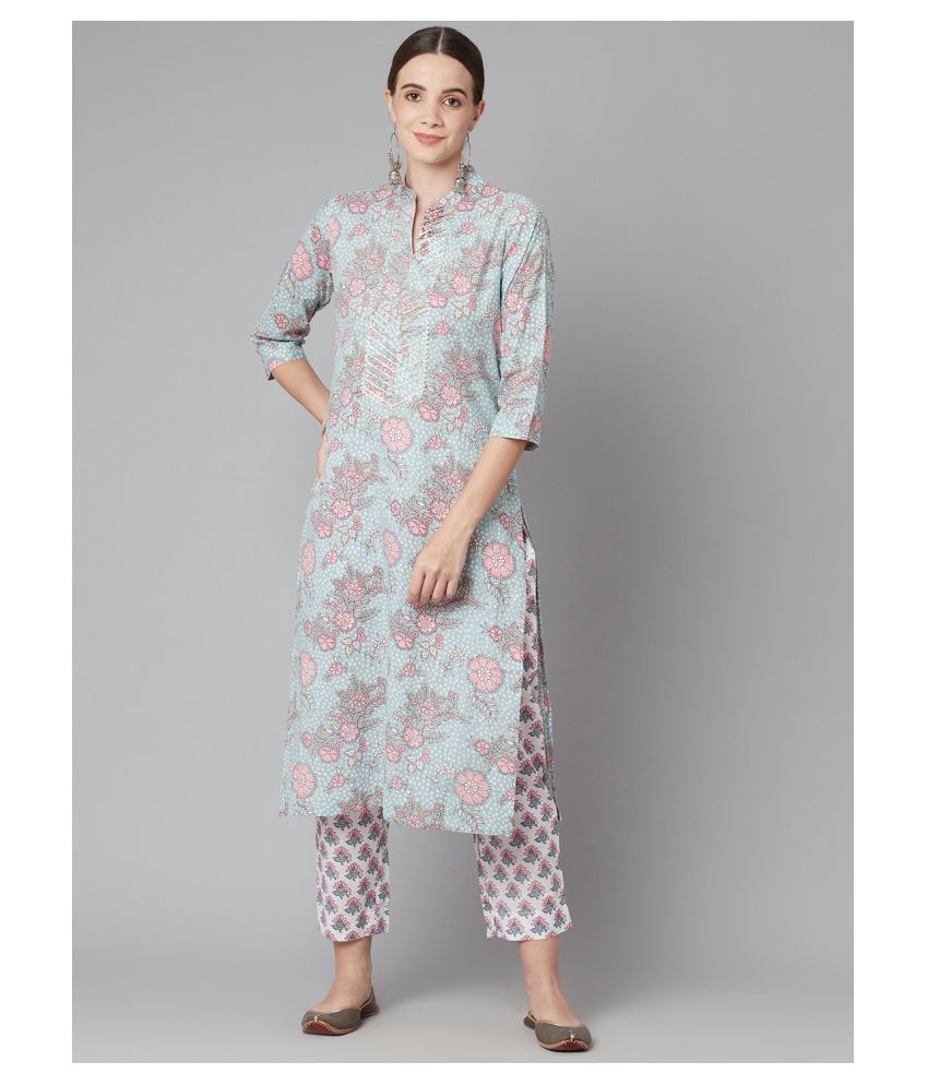     			Divena Cotton Kurti With Pants - Stitched Suit Single