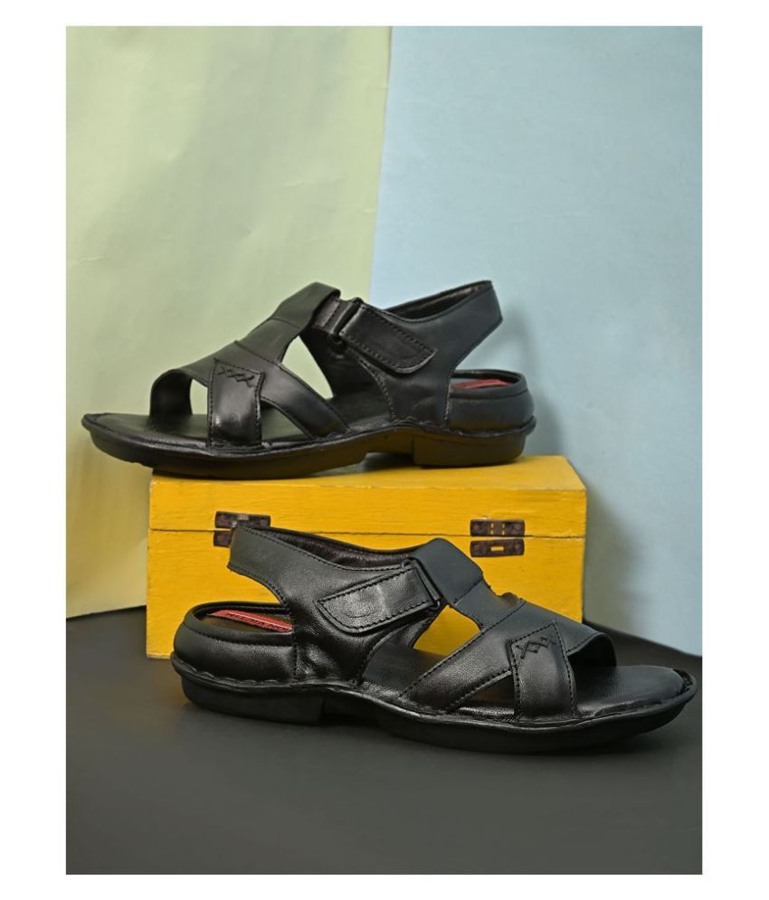     			Fashion Victim Black Leather Sandals