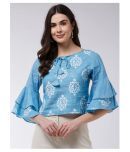 Pannkh Cotton Regular Tops - Blue Single