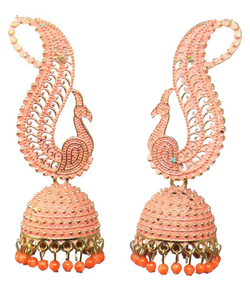    			Aadiyatri Designer Large Peacock Inspired Earrings
