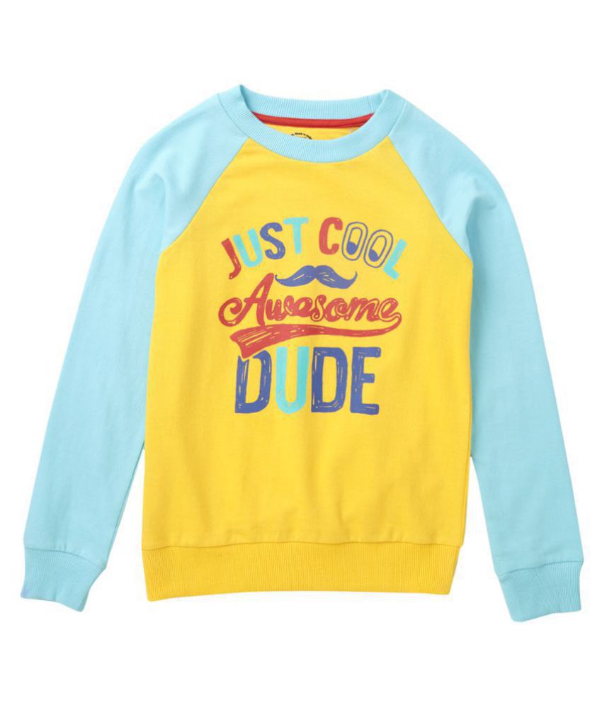     			Cub McPaws Boys Regular Fit Cotton Crew Neck Fashion Sweatshirt, Yellow