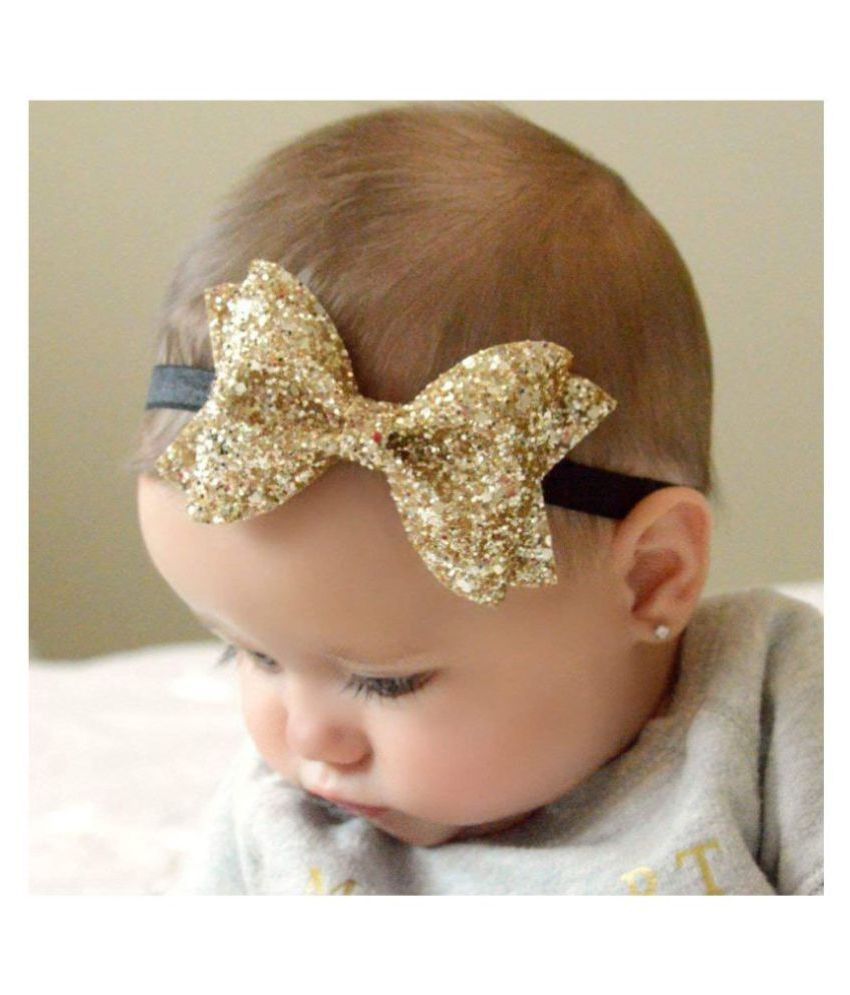     			OK 2 Pc Girl's Sparkling Bows Glitter Sequins Headband For Kids & Girls - Random Color