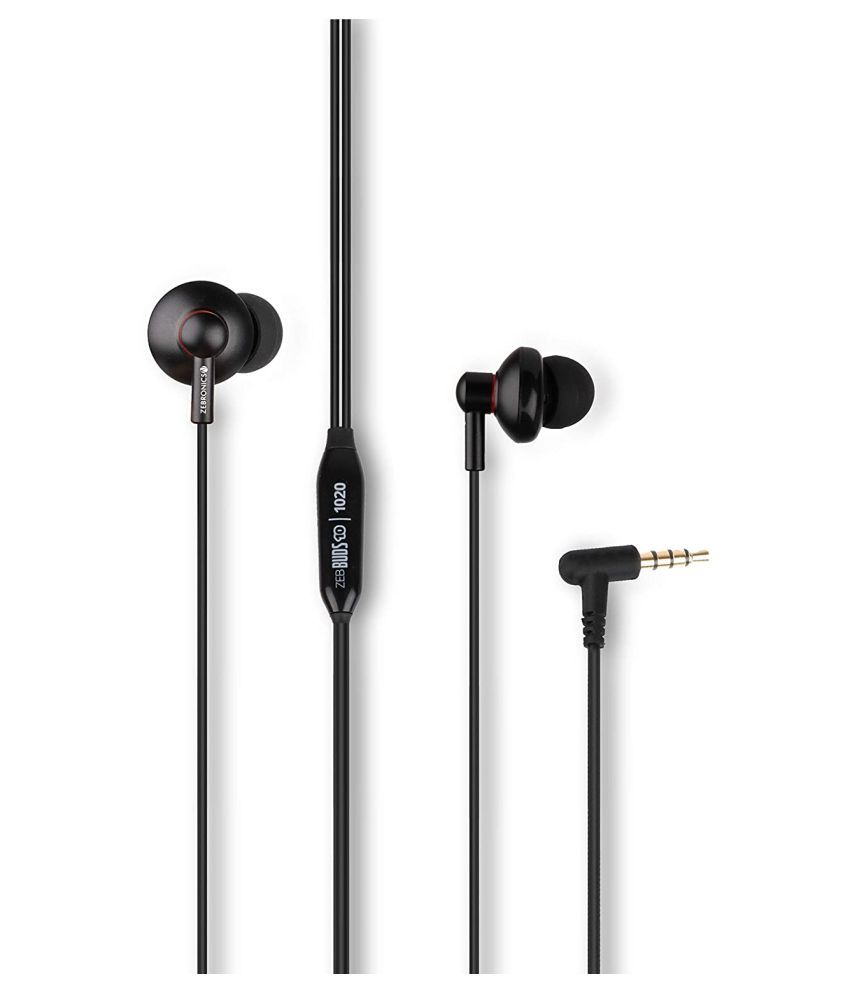 Zebronics Buds 10 In Ear Wired With Mic Headphones/Earphones Black
