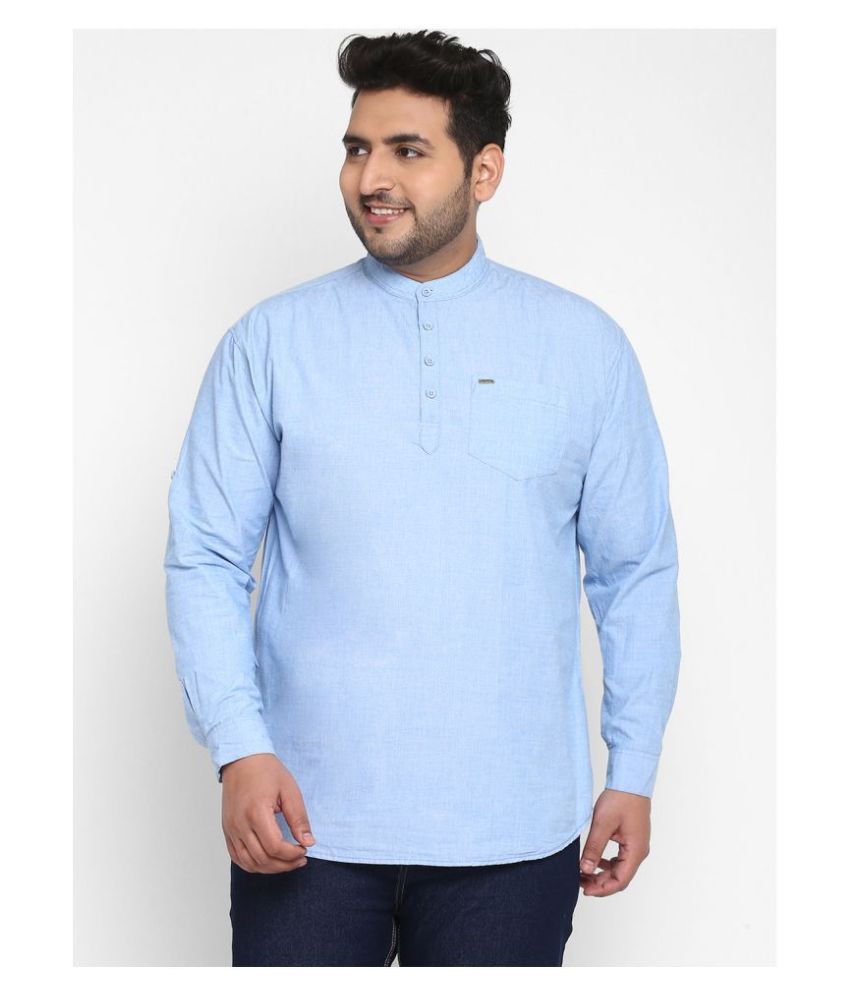     			Urbano Plus 100 Percent Cotton Light Blue Shirt Single