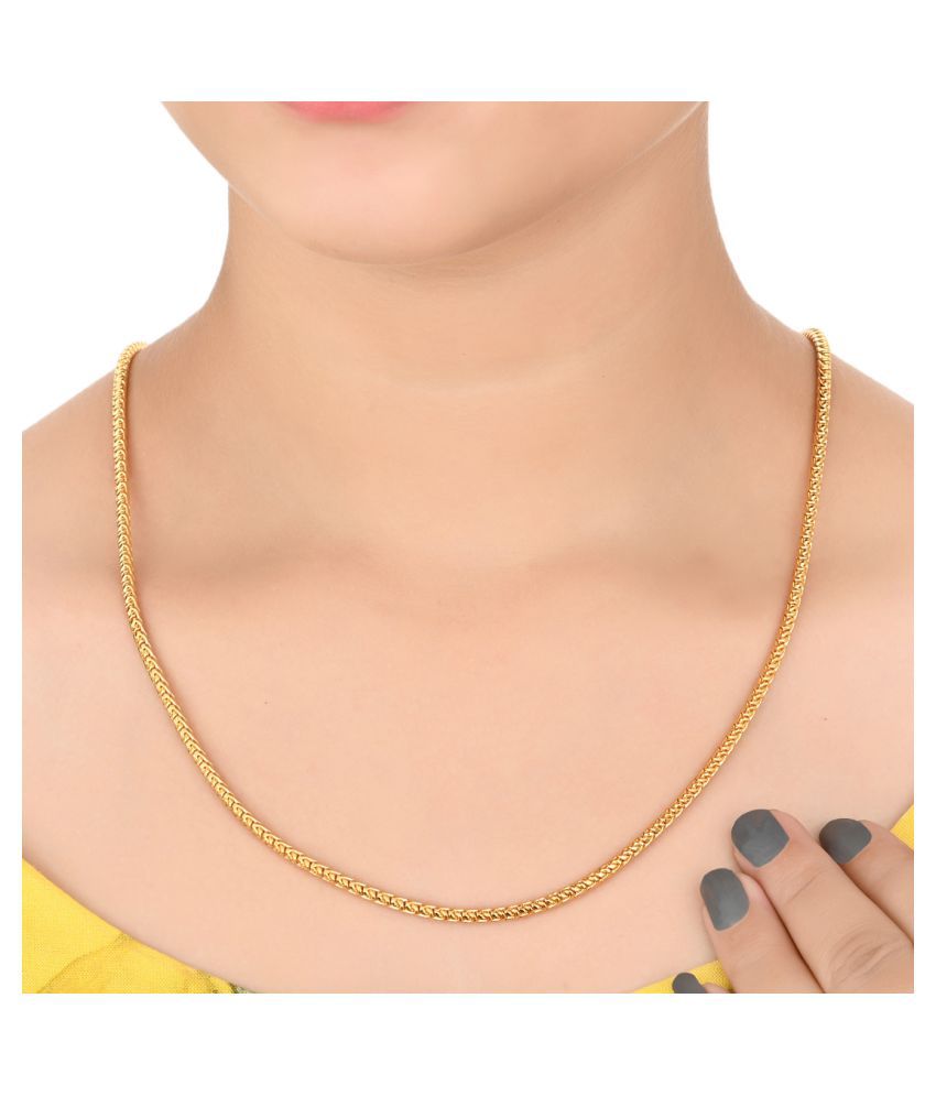     			AanyaCentric 22inches Long Gold Plated Chain for Men Women Girls Boys
