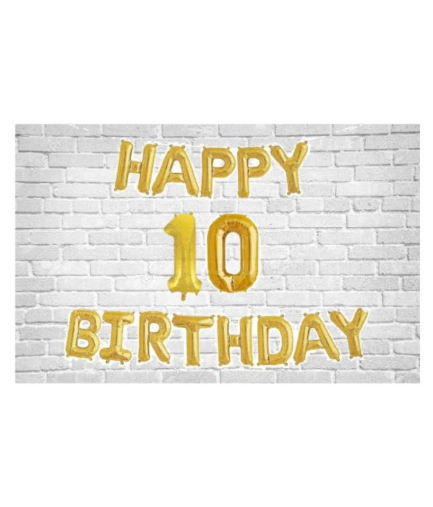     			Happy Birthday (Golden) with Numeric no. 10 (Pack of 15)
