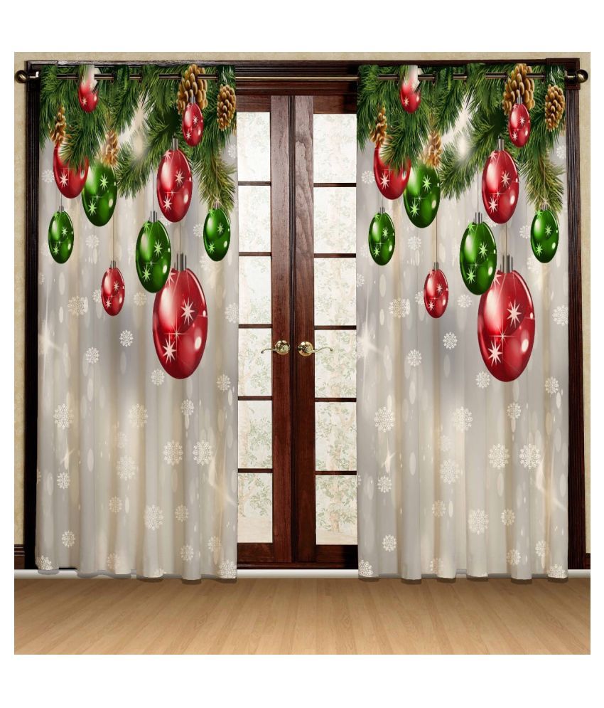     			Koli collections Set of 2 Door Semi-Transparent Eyelet Polyester Light Green Curtains ( 213 x 121 cm )