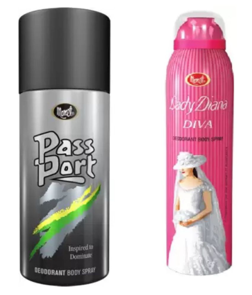     			.MONET Passport Black & Lady Diva Body Spray - For Men & Women150 ml each.pack of 2.