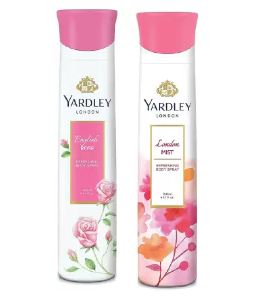     			Yardley London English Rose and London Mist 150ML Each (Pack of 2) Body Spray - For Women