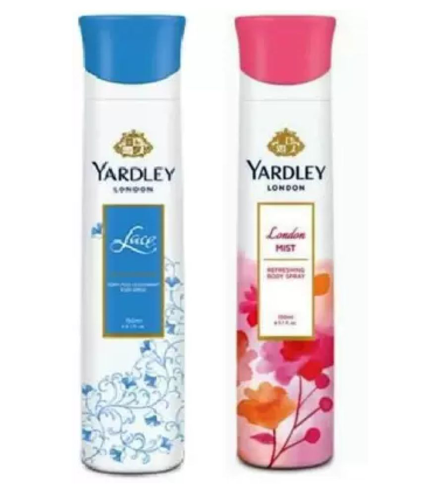     			Yardley London Lace and Mist  Deodorant Spray - For Women  (150 ml each, Pack of 2)