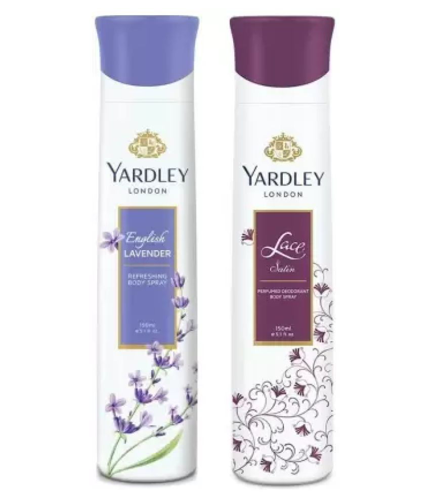     			Yardley London Lavender, Lace Satin Deodorant Spray - For Men & Women  (150 ml each, Pack of 2)