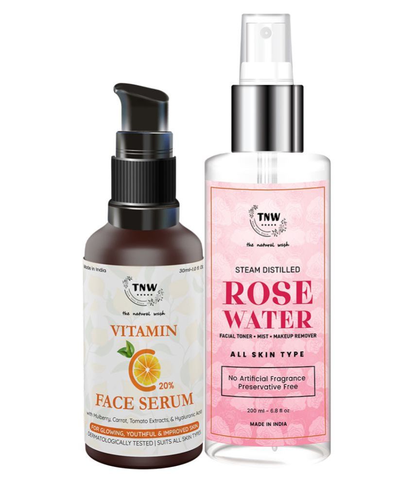     			TNW - The Natural Wash Rose Water 200ML & Vitamin C Face Serum(30) Face Serum 230 mL Pack of 2
