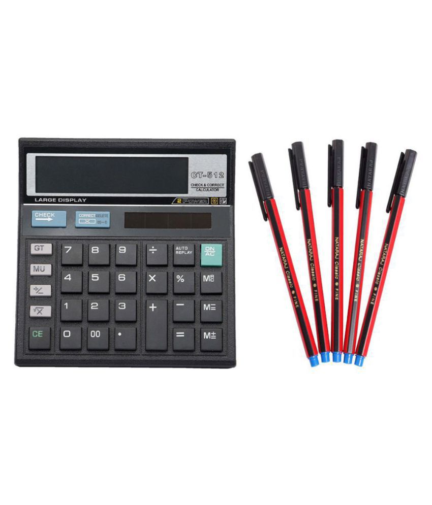     			Villy 12 Digit Large Display 112 Steps Check & Correct Electronic Calculator + 5 Pen Free