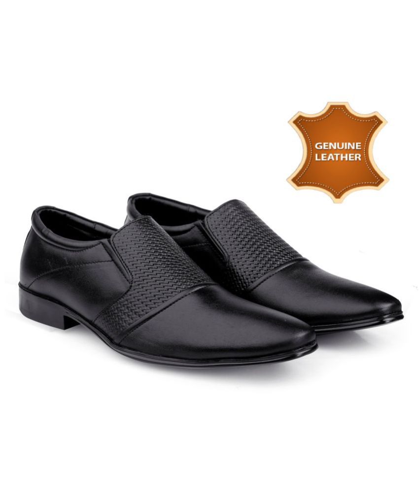     			BXXY Slip On Genuine Leather Black Formal Shoes