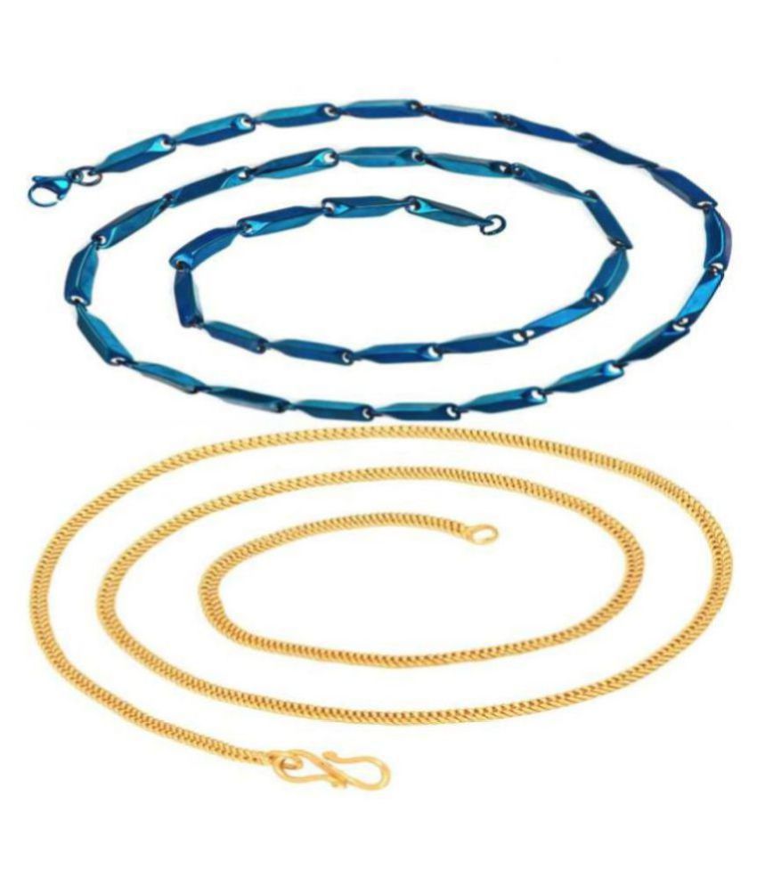     			Evershine Stunning Esg Blue and Gold Plated Stainless Steel Chain for Men and women .size 22 inch .