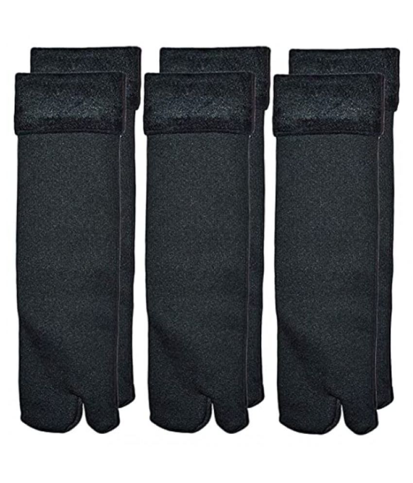     			Total Health Women's Black Velvet Combo Thumb Winter Socks (Pack Of 2)