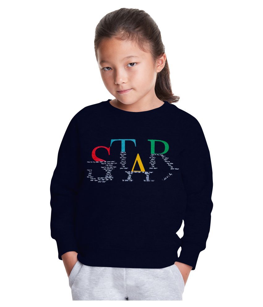     			Luke and Lilly Kids Girls Cotton Printed Fullsleeve Sweatshirt Navy Blue