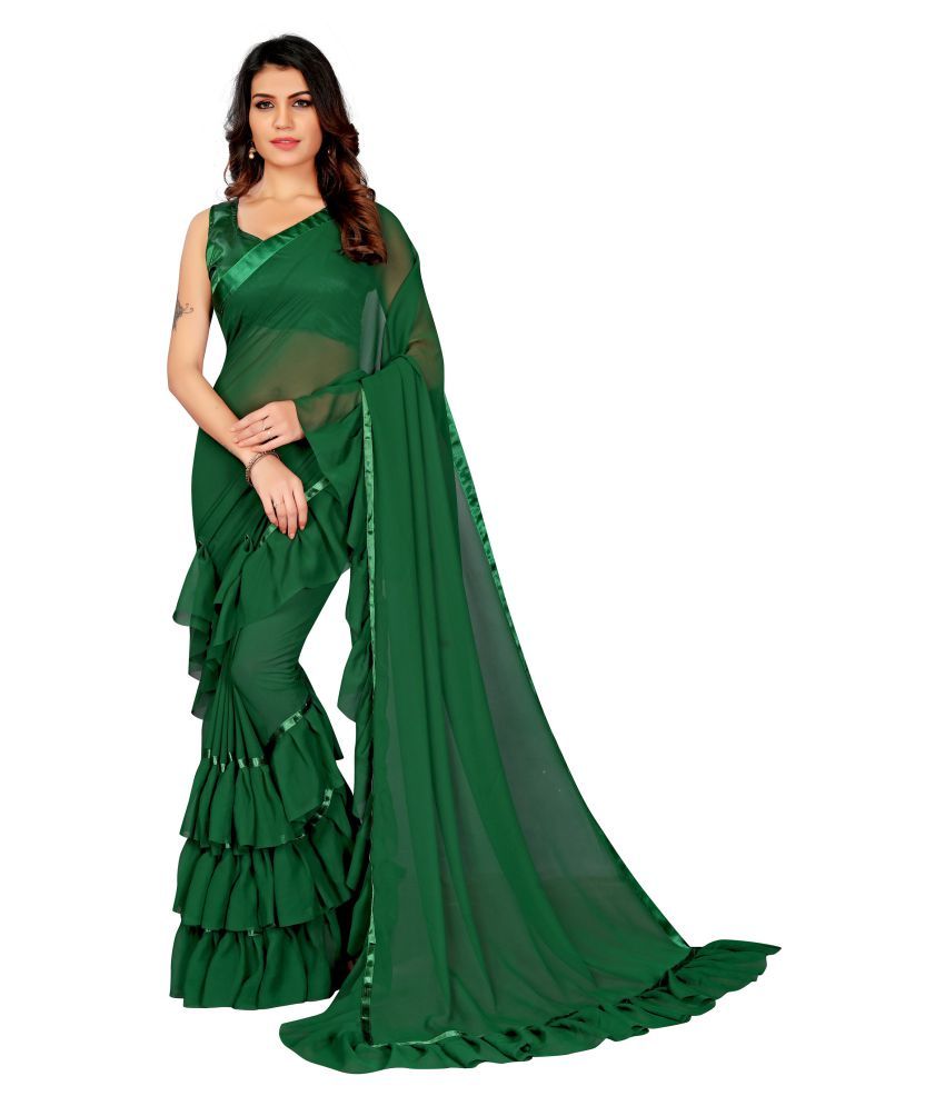     			Aika Green Georgette Saree - Single