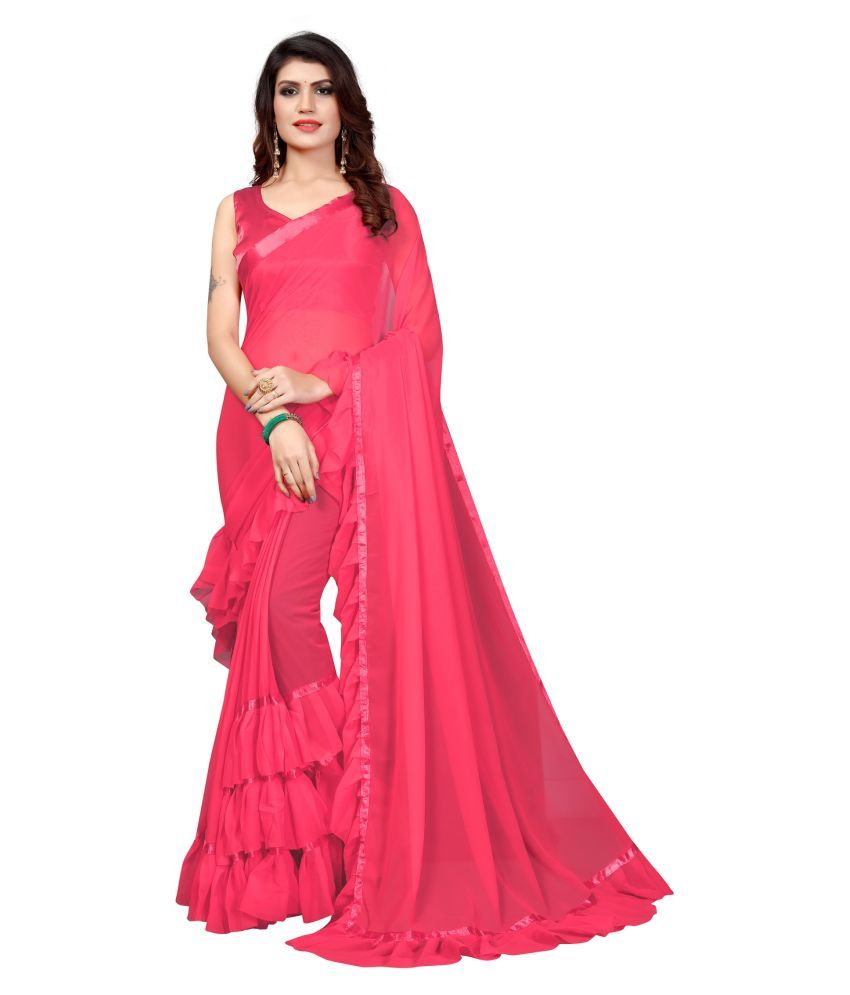     			Aika - Pink Georgette Saree With Blouse Piece (Pack of 1)